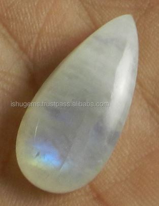 121 Cts Natural Rainbow moonstone with blue fire 13x30mm Pear Cabochon Beautiful loose stones for jewellery design IG0153