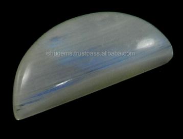 Ishu Gems Certified 272 Gms Natural White Firey Rainbow Moonstone 9x20mm Half Moon Cabochon Loose Stone for Jewelry Making