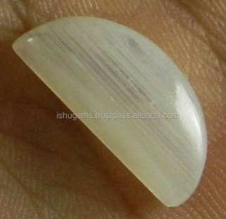 Ishu Gems Certified 272 Gms Natural White Firey Rainbow Moonstone 9x20mm Half Moon Cabochon Loose Stone for Jewelry Making