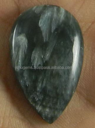 533 gms Natural Seraphinite Jasper 20x31mm Pear Cabochon Gemstones for Jewelry IG0157