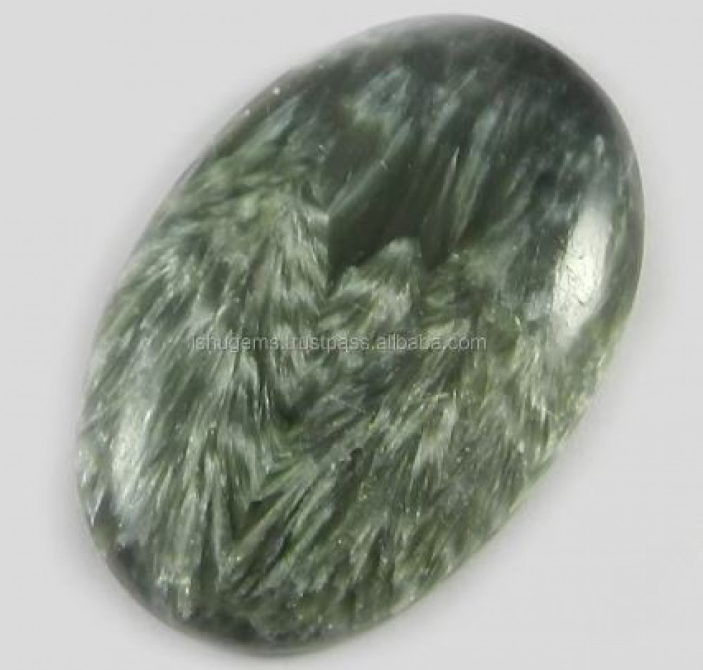 Image of 6.15 gms Natural Seraphinite jasper 21*32mm Oval Cabochon Polished stones for jewelry making IG0163