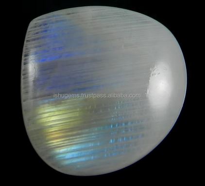 640 gms Natural Rainbow moonstone with blue fire 25x24mm Heart Cabochon Beautiful loose stones For jewellery design IG0165