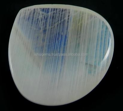 640 gms Natural Rainbow moonstone with blue fire 25x24mm Heart Cabochon Beautiful loose stones For jewellery design IG0165