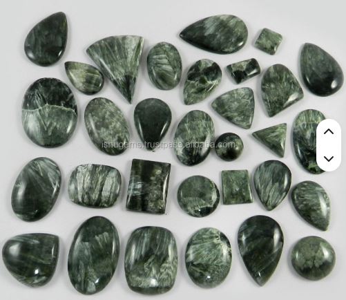 100 gms Natural Seraphinite jasper Free form Beautiful Cabochon 31pcs gemstones for designer jewellery IG0172