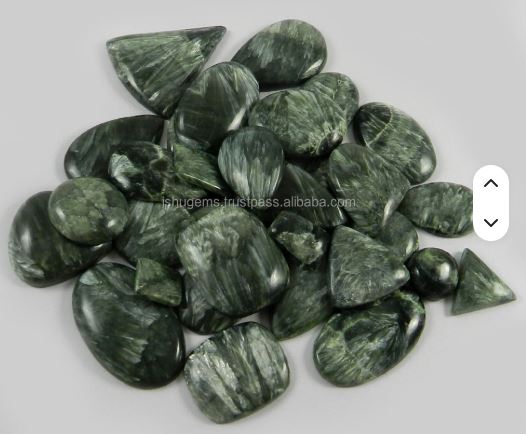 100 gms Natural Seraphinite jasper Free form Beautiful Cabochon 31pcs gemstones for designer jewellery IG0172