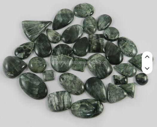 100 gms Natural Seraphinite jasper Free form Beautiful Cabochon 31pcs gemstones for designer jewellery IG0172
