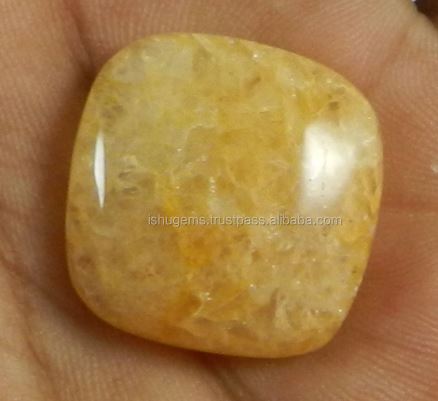 Indian Wholesaler Genuine Yellow Aventurine 610 Gms Cushion Cabochon 22mm Loose Gemstone For Jewelry Making