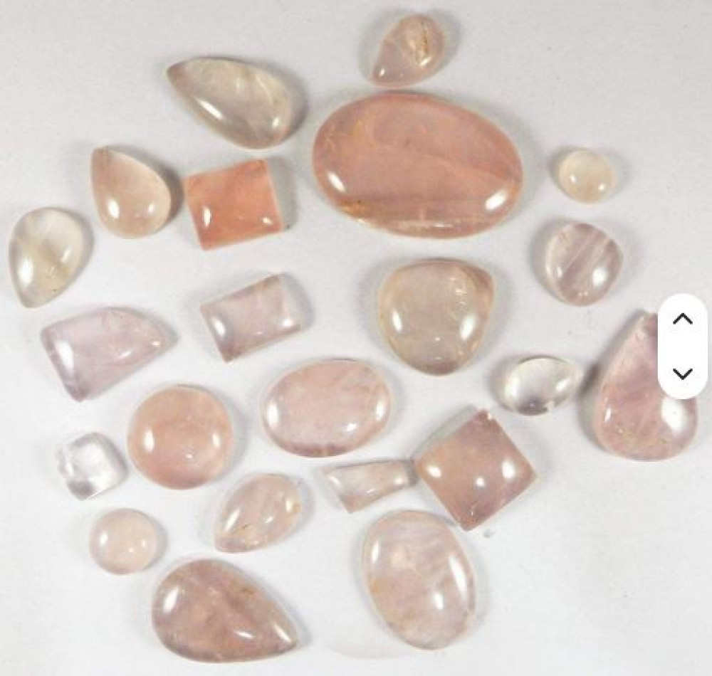 Image of 22pcs Natural Pink Rose Quartz 100gms Free Form Cabochon Fine Quality Loose Gemstone for Jewelry Making by Ishu Gems Handmade