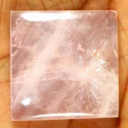 2320gms Natural Rose Quartz 34mm Square Cabochon Loose Crystal Gemstone Jewelry Flat Back Smooth Cut Silvery Pink Emerald Tinge