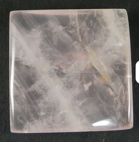 2320gms Natural Rose Quartz 34mm Square Cabochon Loose Crystal Gemstone Jewelry Flat Back Smooth Cut Silvery Pink Emerald Tinge