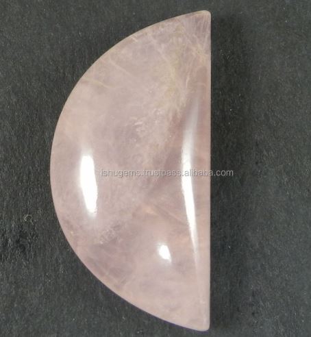1735mm Natural Rose Quartz 720 Gms Half Moon Cabochon Gemstone IG0303