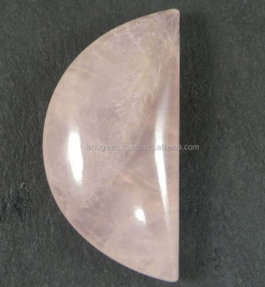 Image of 17*35mm Natural Rose Quartz 7.20 Gms Half Moon Cabochon Gemstone IG0303