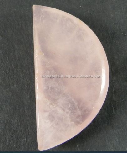 1735mm Natural Rose Quartz 720 Gms Half Moon Cabochon Gemstone IG0303
