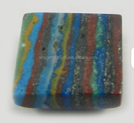 13mm Natural Rainbow Calsilica 165 gms Cushion Square Cabochon Loose Gemstone For Making Jewelry