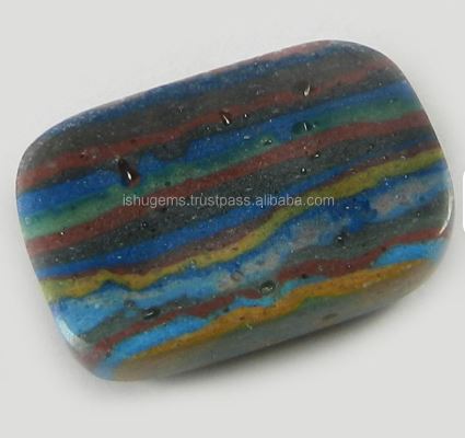 15x22mm Natural Rainbow Calsilica Loose Gemstone 315gms Made of Calsilica Cushion Rectangle Ishu Gems