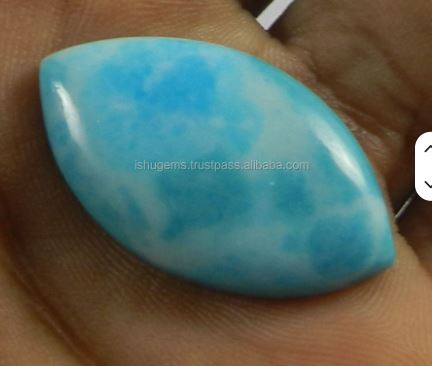 Natural Larimar Gemstone 17x30mm 325 Gms Marquise Cabochon Ishu Gems Model IG0337