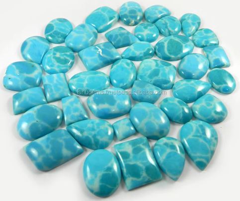 39 Pcs Synthetic Larimar Gemstone 100gms Sky Blue Free Form Cabochon Gemstone for Jewelry Making IG0346