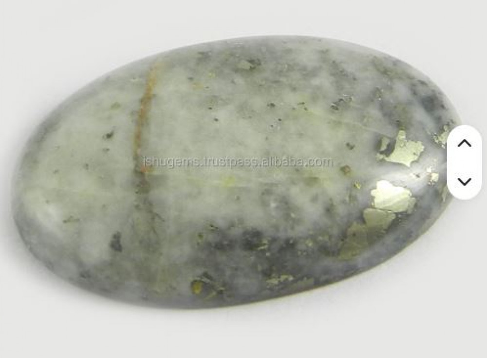 Image of 22x34mm Fools Gold Pyrite Marcasite Gemstone 8.45 gms Oval Best Cabochon gemstone IG0347