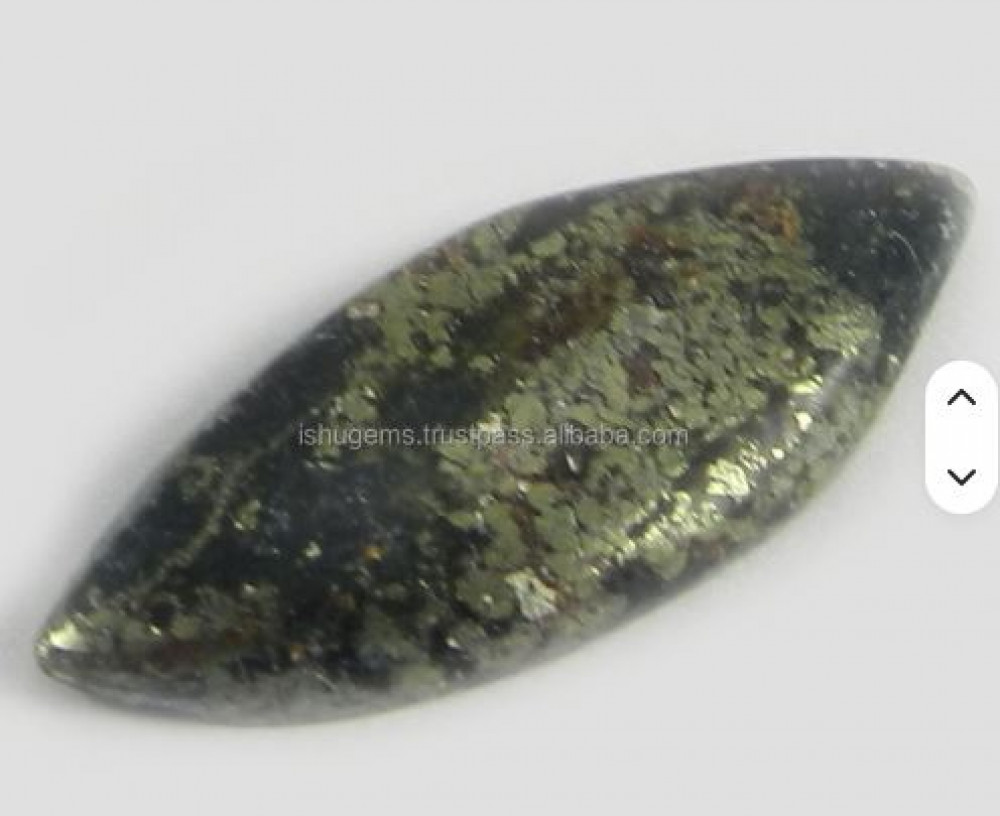 Image of Fools Gold Pyrite Marcasite Gemstone Marquise Popular Cabochon 11x27mm