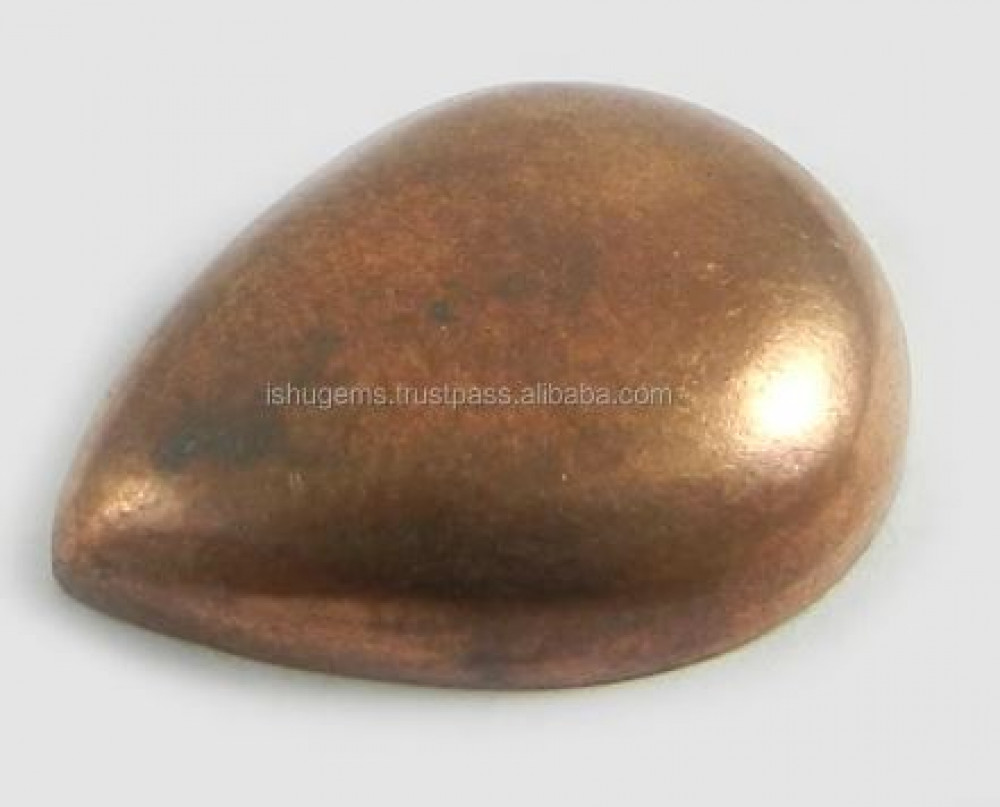 Image of 19x24mm Fools Copper Pyrite Gemstone 6.85 gm Pear Handmade Cabochon,