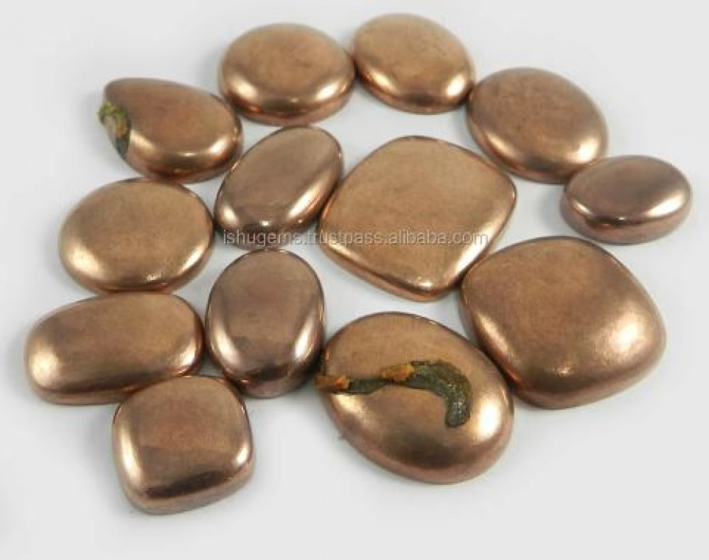 Image of 13 Pcs Natural Fools Copper Pyrite Gemstone 100 Gms Mix Shape Best Cabochon, Gemstone IG0392