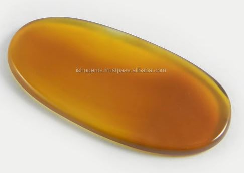 Natural yellow chalcedony 25x50mm oval cabochon gemstone