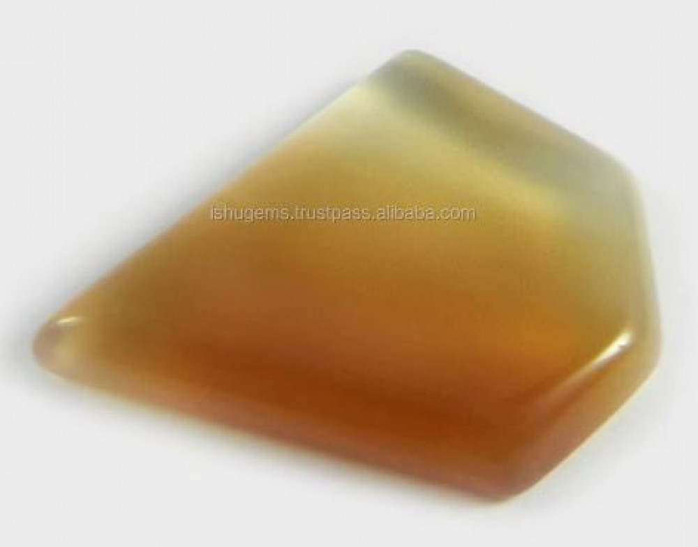 Image of 24x29mm Best Quality Natural Yellow Chalcedony Gemstone 4.60 gms Kite Shape Fancy Cabochon gemstone