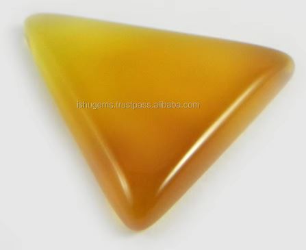 31x35mm Natural Yellow Chalcedony 770 gms Triangle Wholesale Cabochon Gemstone IG0397