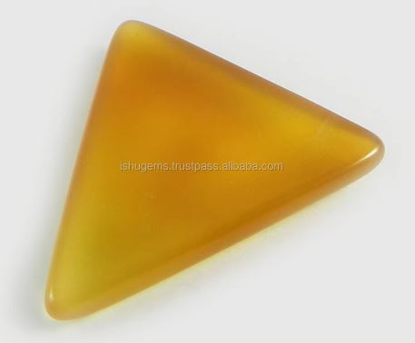31x35mm Natural Yellow Chalcedony 770 gms Triangle Wholesale Cabochon Gemstone IG0397
