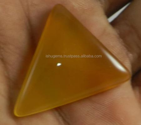 31x35mm Natural Yellow Chalcedony 770 gms Triangle Wholesale Cabochon Gemstone IG0397