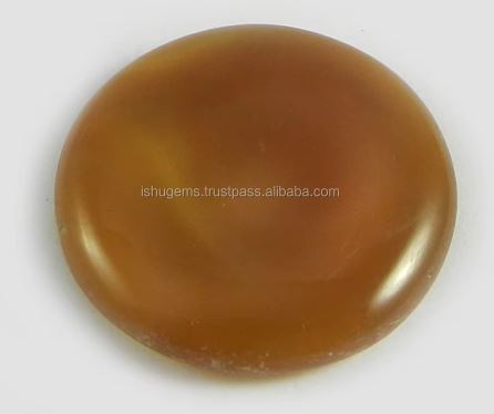 30mm Natural Yellow Chalcedony 1015 gms Round Cabochon Gemstone For Jewelry