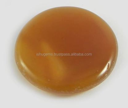 30mm Natural Yellow Chalcedony 1015 gms Round Cabochon Gemstone For Jewelry