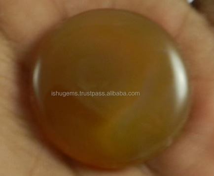 30mm Natural Yellow Chalcedony 1015 gms Round Cabochon Gemstone For Jewelry