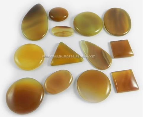 13 Pcs Natural Yellow Chalcedony Gemstone 100 gms Mix Shape Best Cabochon high quality gemstone