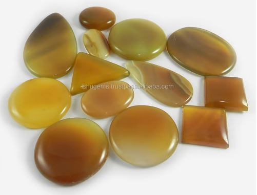 13 Pcs Natural Yellow Chalcedony Gemstone 100 gms Mix Shape Best Cabochon high quality gemstone
