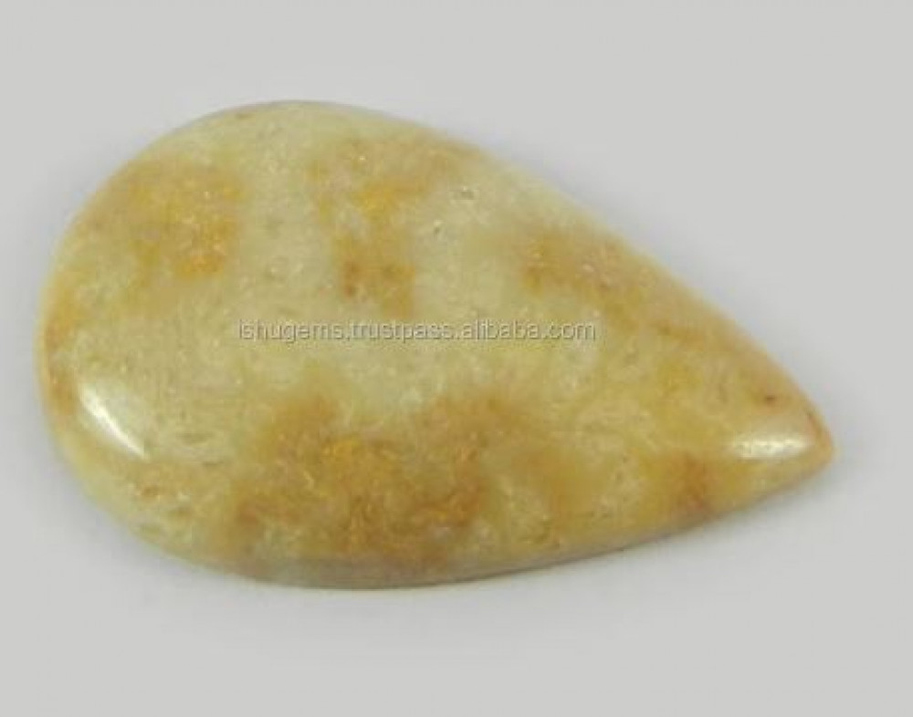 Image of Natural Fossil Coral 27.5x17.5mm Pear Cabochon 3.65 Gms Loose Gemstone for Jewelry Making