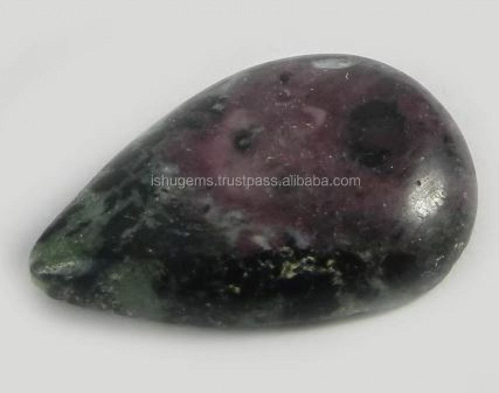 Image of 21x30mm Natural Ruby Zoisite Gemstone 8.10 gm Pear Handmade Cabochon gemstone