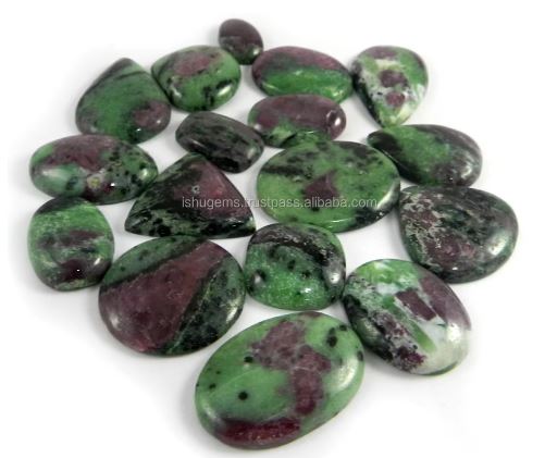 Ishu Gems 17pcs Natural Ruby Zoisite Loose Gemstones Best Cabochon 100 Gms Mix Shape  Sizes As Per Image Color Model IG0451
