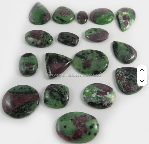 Ishu Gems 17pcs Natural Ruby Zoisite Loose Gemstones Best Cabochon 100 Gms Mix Shape  Sizes As Per Image Color Model IG0451