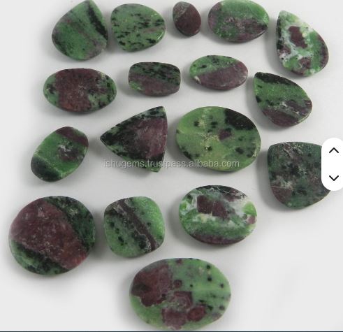 Ishu Gems 17pcs Natural Ruby Zoisite Loose Gemstones Best Cabochon 100 Gms Mix Shape Sizes As Per Image Color Model IG0451