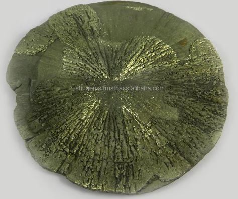 Ishu Gems 83mm Natural Fools Gold Sun Pyrite 12525 Gms Womens Pendant Loose Gemstone India Origin Model IG0453