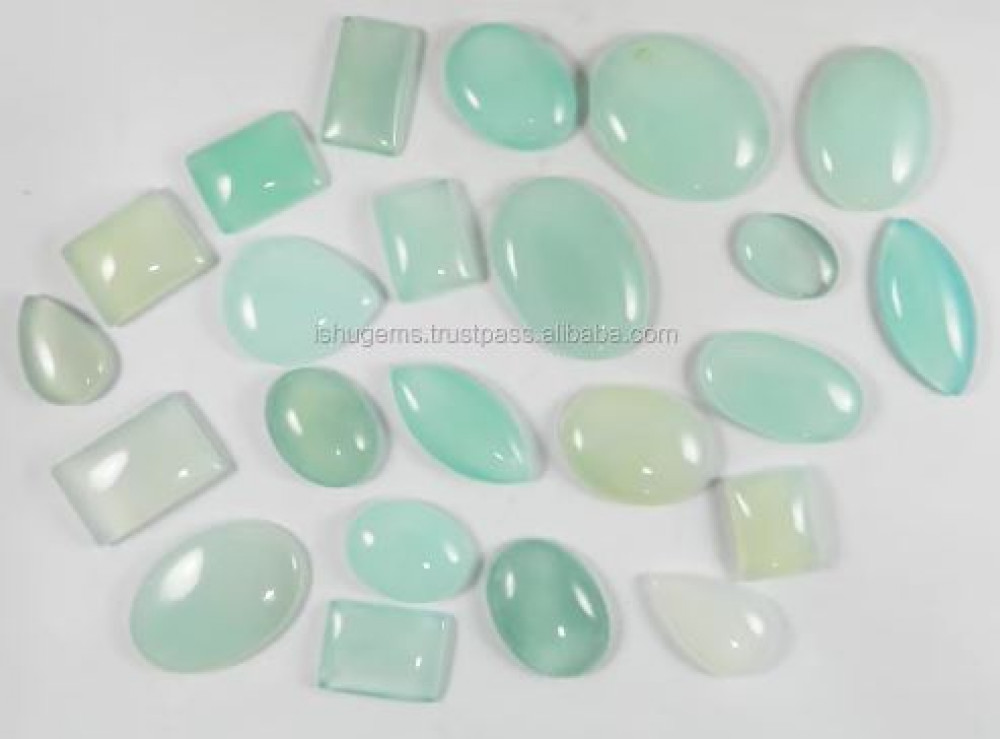 Image of 23 pcs Exclusive! Aqua Chalcedony 100 gms Free form Cabochon, gemstone IG0455