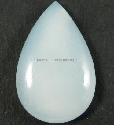 Natural Aqua Chalcedony 26x17mm Pear Cabochon Loose Gemstone For Jewelry Making