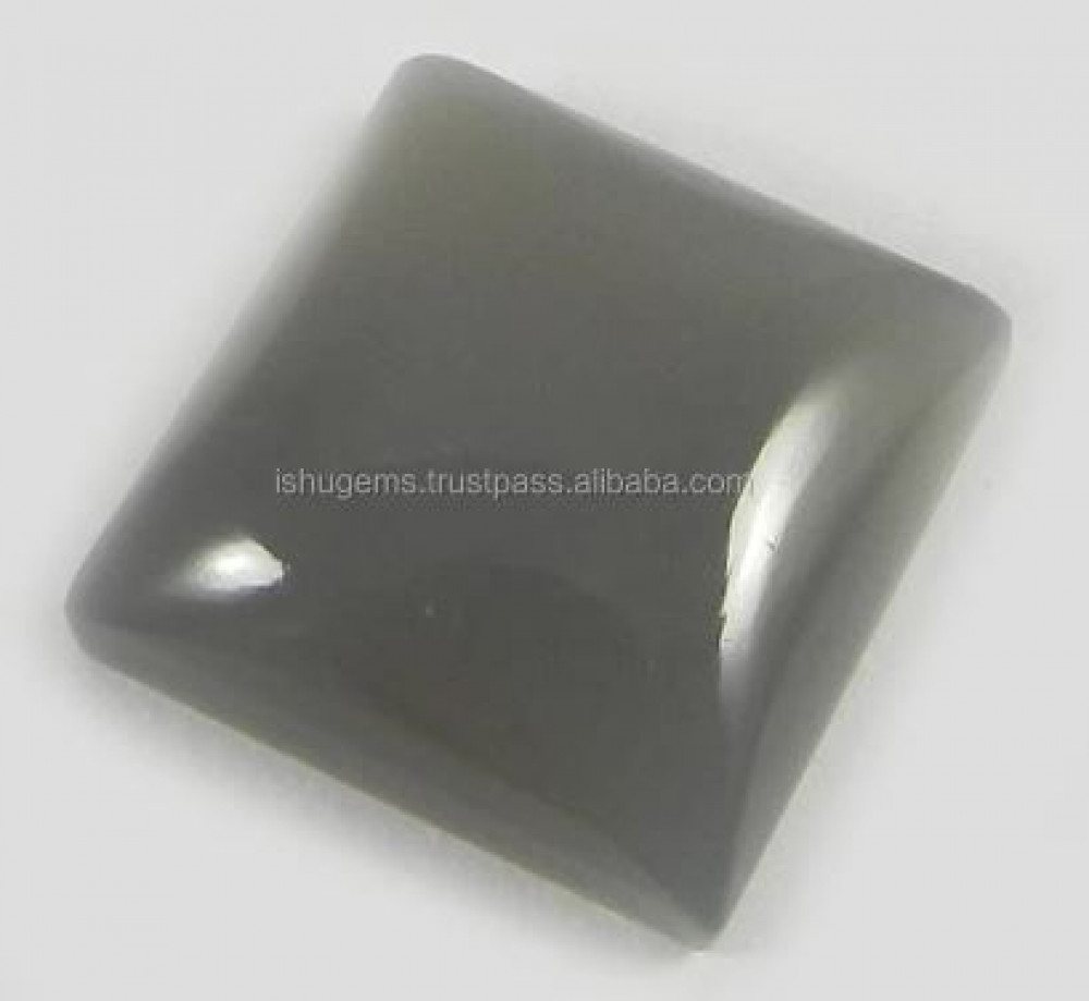 Image of 18mm Gray Chalcedony 4.60 gms Square Latest Cabochon Gemstone For Jewelry Making