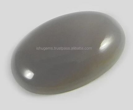 Natural Gray Chalcedony 17x27mm Oval Cabochon Loose Gemstone For Jewelry Making