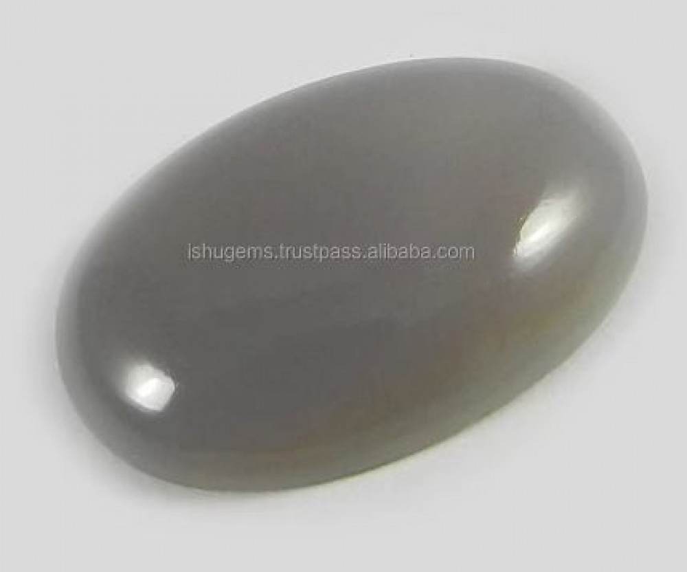 Image of Natural Gray Chalcedony 17x27mm Oval Cabochon Loose Gemstone For Jewelry Making