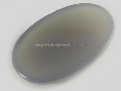 Natural Gray Chalcedony 17x27mm Oval Cabochon Loose Gemstone For Jewelry Making