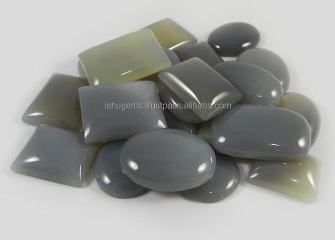22Pcs Best Quality Gray Chalcedony 100 gms Free form MIx Shape Cabochon Gemstone IG0485
