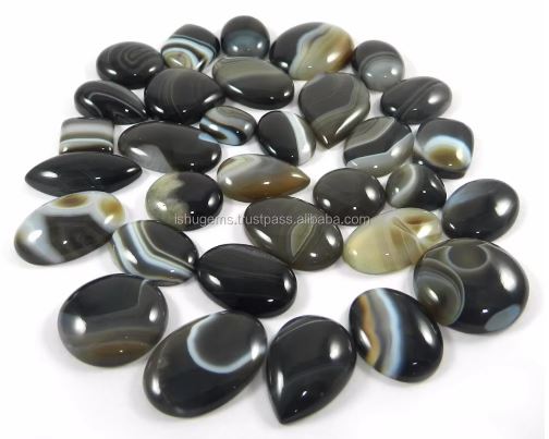 32 Pcs Natural Black Sardonyx 100 Gms Freeform Cabochon