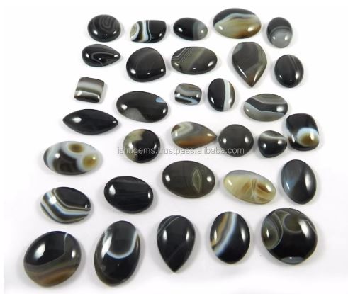 32 Pcs Natural Black Sardonyx 100 Gms Freeform Cabochon